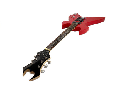 Full Size Right Handed Heavy Metal Style Electric 6 String Guitar, Solid Wood Body, Bolt on Neck Deep Red