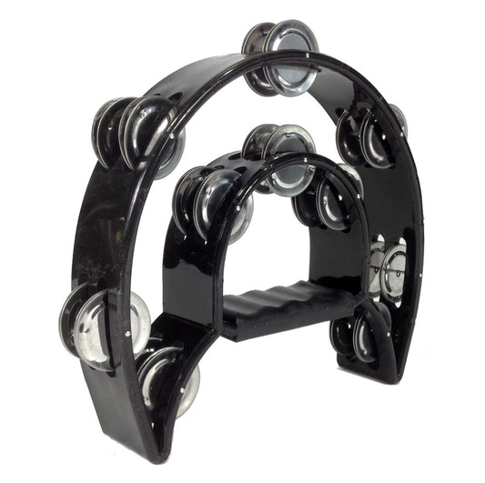 Double Row TAMBOURINE - Metal Jingles Hand Held Percussion Ergonomic Handle