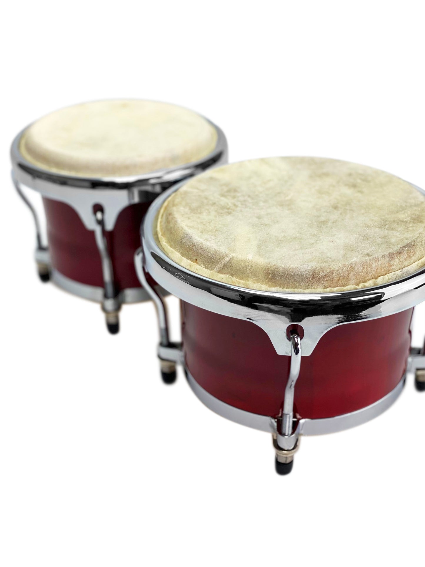 Zension 8" and 9" Bongo Drum Set Red Wood Percussion Instrument With Tuning Key