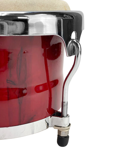 Zension 8" and 9" Bongo Drum Set Red Wood Percussion Instrument With Tuning Key