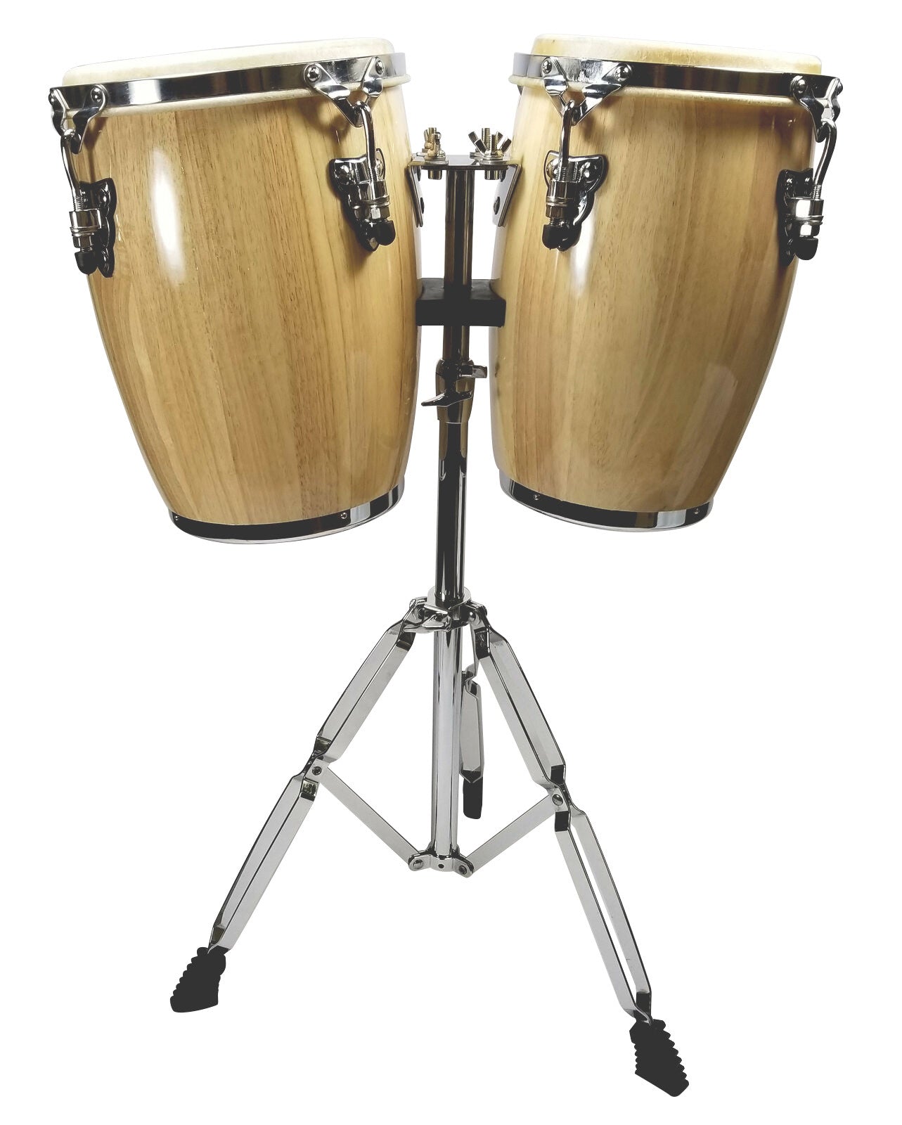Zenison Latin Percussion Conga Drums and Stand 9" & 10" inch Heads Natural Wood