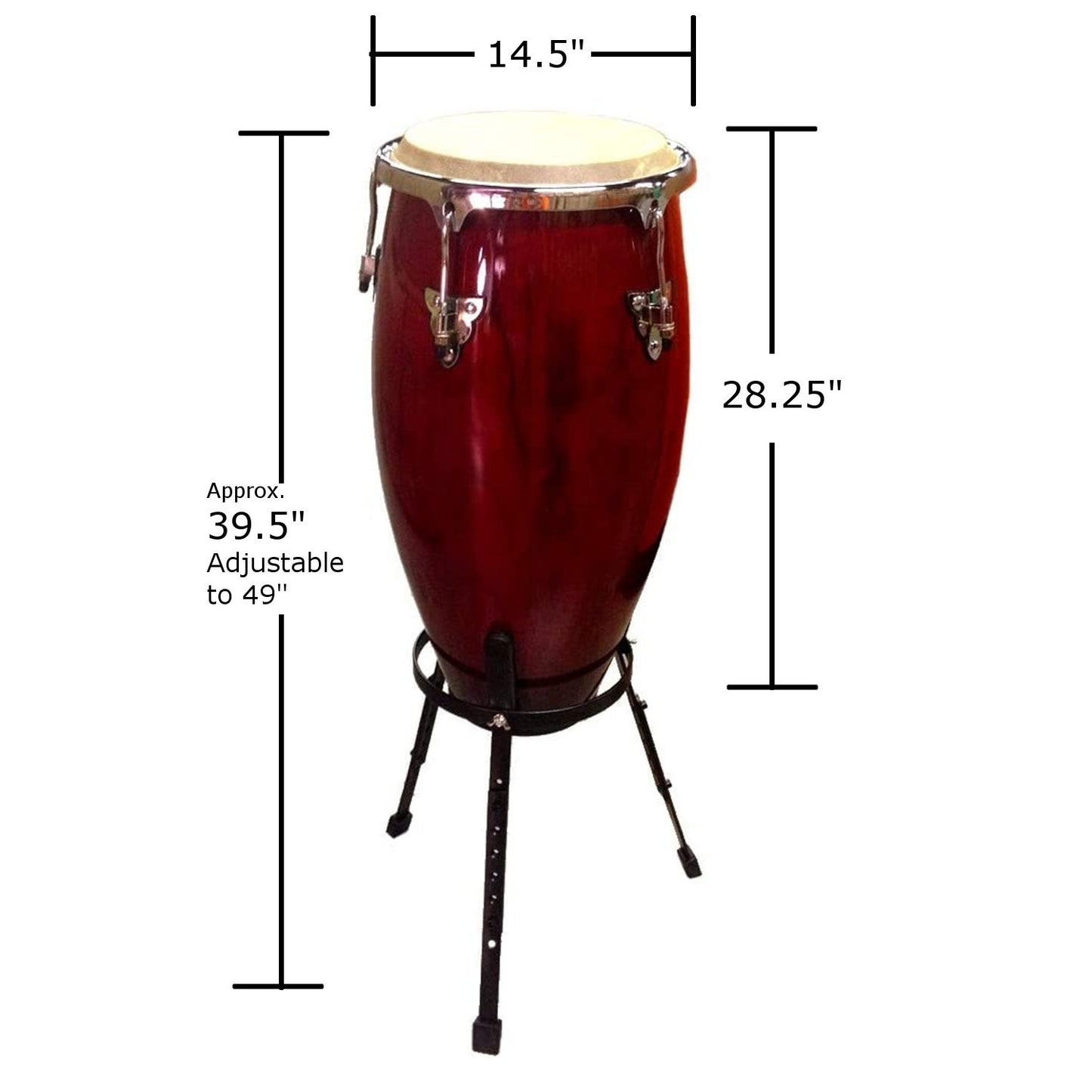 Zenison 11" Conga Drum with Basket Stand Latin Percussion Red Wine Color