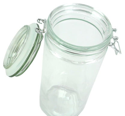 Coordinating Glass Storage Jars with Silicone Sealing Hinged Lids, 4 Sizes