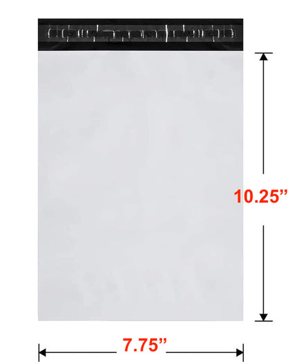 Pack of 100 Poly Mailers Shipping Bags Premium White Bags 7.75" x 10.25"