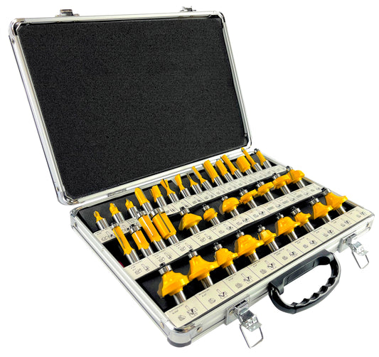 35 Piece Carbide Router Bits Set, 1/2" Shank, Multiple Route Bits, Aluminum Case