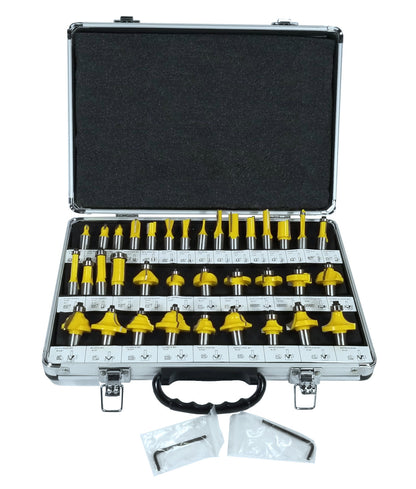 35 Piece Carbide Router Bits Set, 1/2" Shank, Multiple Route Bits, Aluminum Case