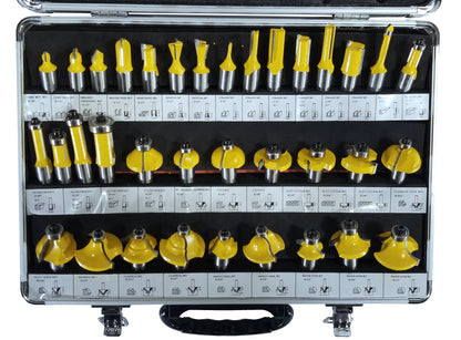 35 Piece Carbide Router Bits Set, 1/2" Shank, Multiple Route Bits, Aluminum Case