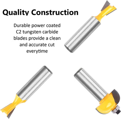 35 Piece Carbide Router Bits Set, 1/2" Shank, Multiple Route Bits, Aluminum Case