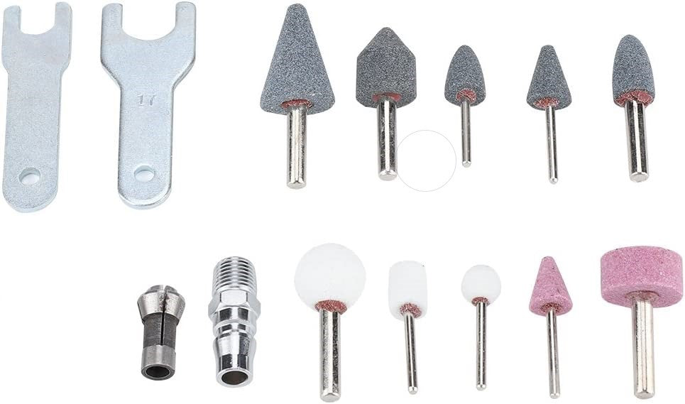 15 Piece Air Die Grinder Kit 1/4" 1/8" Rotary Air Compressor Tool Kit Carry Case