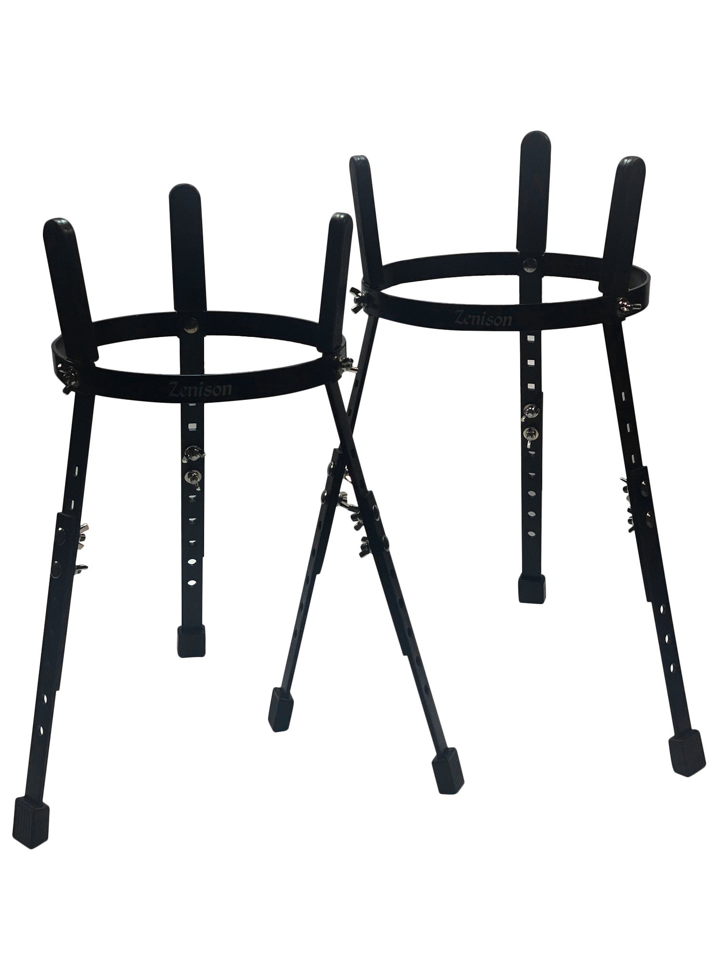 Adjustable Pro Conga Barrell STANDS For Pair 10" & 11" Black Powder Rubber Feet