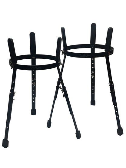 Adjustable Pro Conga Barrell STANDS For Pair 10" & 11" Black Powder Rubber Feet