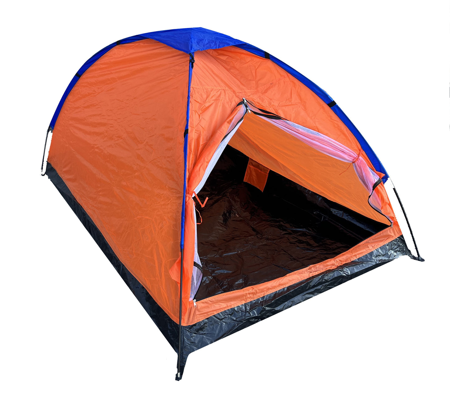 2 Person Dome Camping Tent - 7x5' with Sealed Bottom - Orange
