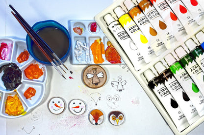 18 Color Acrylic Rainbow Pigments Artist Paint Set - Eighteen 12ml Tubes