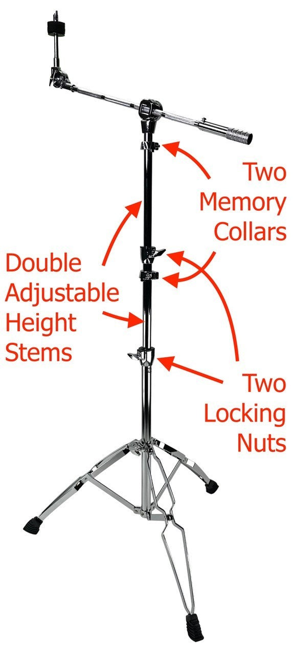 Zenison Cymbal Boom Stand Chrome Heavy Duty Adjustable Double Braced Anti Skid