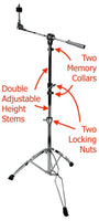 Zenison Cymbal Boom Stand Chrome Heavy Duty Adjustable Double Braced Anti Skid