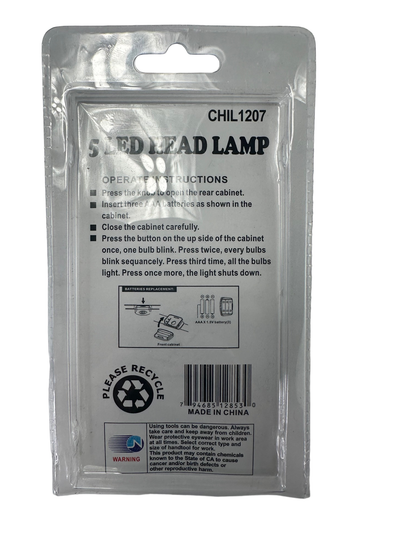 5 LED Hands-Free Headlight Headlamp Bright for Work Camping Outdoor Activities