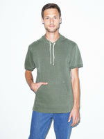 Short Sleeve Hoodie American Apparel Men's French Terry Faded Green Pullover - M