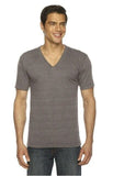 Men's Classic V Neck Tee American Apparel Comfort Tri Blend Coffee T-Shirt - SM