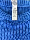 Men's Crewneck Sweater Soft Cotton Comfort Cuffed Chunk Sweater Blue - Large