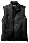 Harriton M795 Men's Essential Polyfill Full Zip Vest Zipping Pockets Blk, M & XL