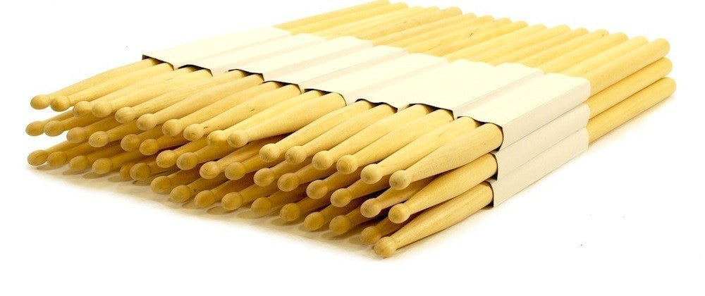 12 PAIRS - 2B WOOD TIP NATURAL MAPLE DRUMSTICKS PRO 24 DRUM STICKS NEW