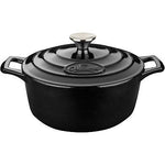 La Cuisine PRO 5 Qt Enameled Cast Iron Covered Round Dutch Oven, Black