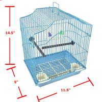 Blue 14-inch Small Parakeet Wire Bird Cage for Budgie Parakeets Finches Canaries Lovebirds Small Quaker Parrots Cockatiels Green Cheek Conure perfect Bird Travel Cage and Hanging Bird House
