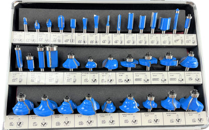 35 Piece EDM ROUTER BIT SET - 1/4" Shank Tungsten Carbide Edges in Aluminum Case