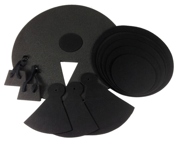 12 Piece DRUM PRACTICE PADS - Silent Black Foam Quiet 12-pcs Covers NEW SET