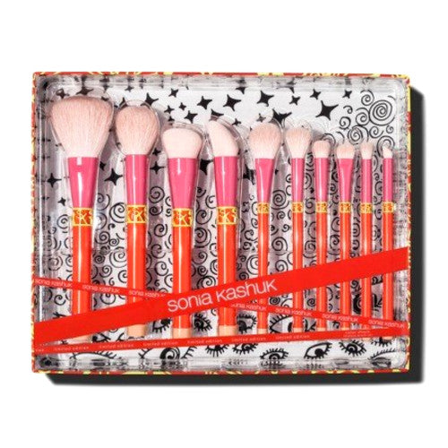 NEW Sonia Kashuk Limited Edition 10 Pc COLOR SHOCK Brush Set FREE Shipping