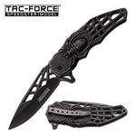 Tac Force Stonewash Folding Knife Black Spider Web Blade/Handle 3.75" BLADE