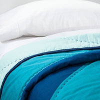 Pillowfort Geo Line Full/Queen Water Colors Blue & Teal Quilt 100% Cotton