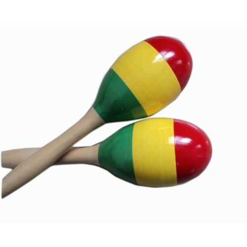 One Pair of Large Wood Maracas New 3" D x 9.5" L