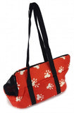 Plush Pet Travel Bag - Red with White Paw Prints