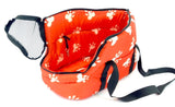 Plush Pet Travel Bag - Red with White Paw Prints