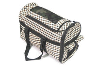 Pet Carrier Tote Bag - Black with Brown Plaid