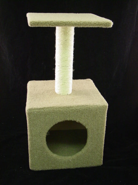 Pet Scratch Tower with Box Sleeping Home - Brown Fur