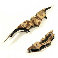 AnyTime Blades Camo Batman Folding Dual Double Blade Assisted Open Tactical Pocket Knife with Belt Clip
