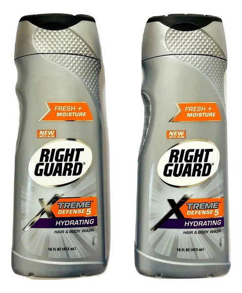 Set of 2 - Right Guard Xtreme Defense 5 Hydrating Hair/Body Wash Gel Aloe