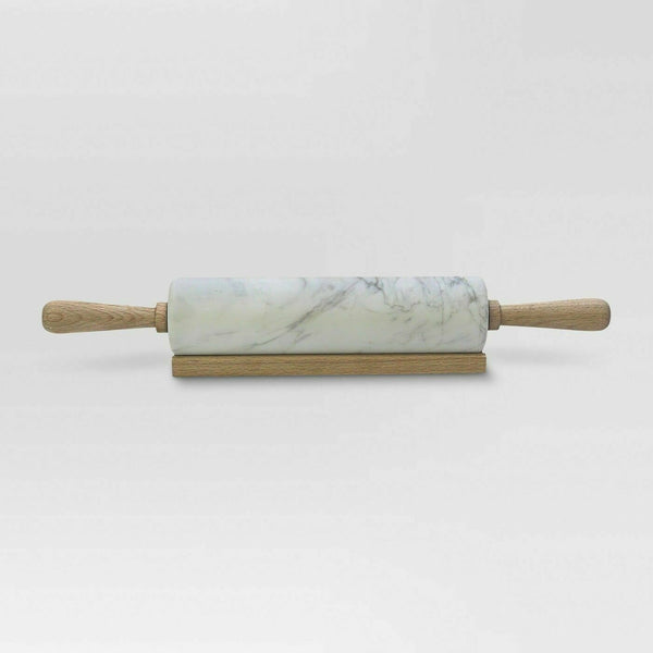 NEW! Threshold Marble Rolling Pin with Wood Handles and Base