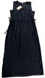 Women's Knit Tie Waist Dress Cozy Adjustable Sundress A New Day Black Large