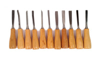 11 Piece Wood Carving Hand Chisel Tool Set - Woodworking Gouges Shapes