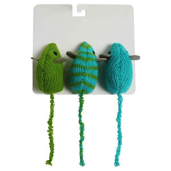 NEW! Cat Toy Knit Mice Multicolored (3 -Pack) Boots & Barkley Multi-Colored
