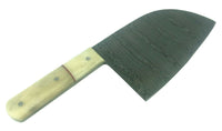 Damascus Steel Cleaver 7" Blade Leather Sheath Bone Handle Custom Handmade