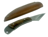 Damascus Steel Kiridashi -Japanese Utility Knife Leather Sheath Custom Handmade