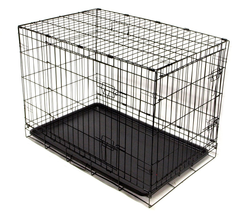 Large 2 Door Folding Pet Kennel/Dog Crate 36x23x24" - Portable for Travel - New