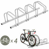 4 Bike Bicycle Stand Parking Garage Storage Organizer Cycling Rack Silver