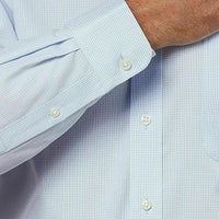 Kirkland Signature Men’s Button Down Dress Shirt Light Blue White Check Sz 15.5