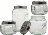Mason 4-piece Durable Glass Canister Set, Food Storage Jar w/ Airtight Lids