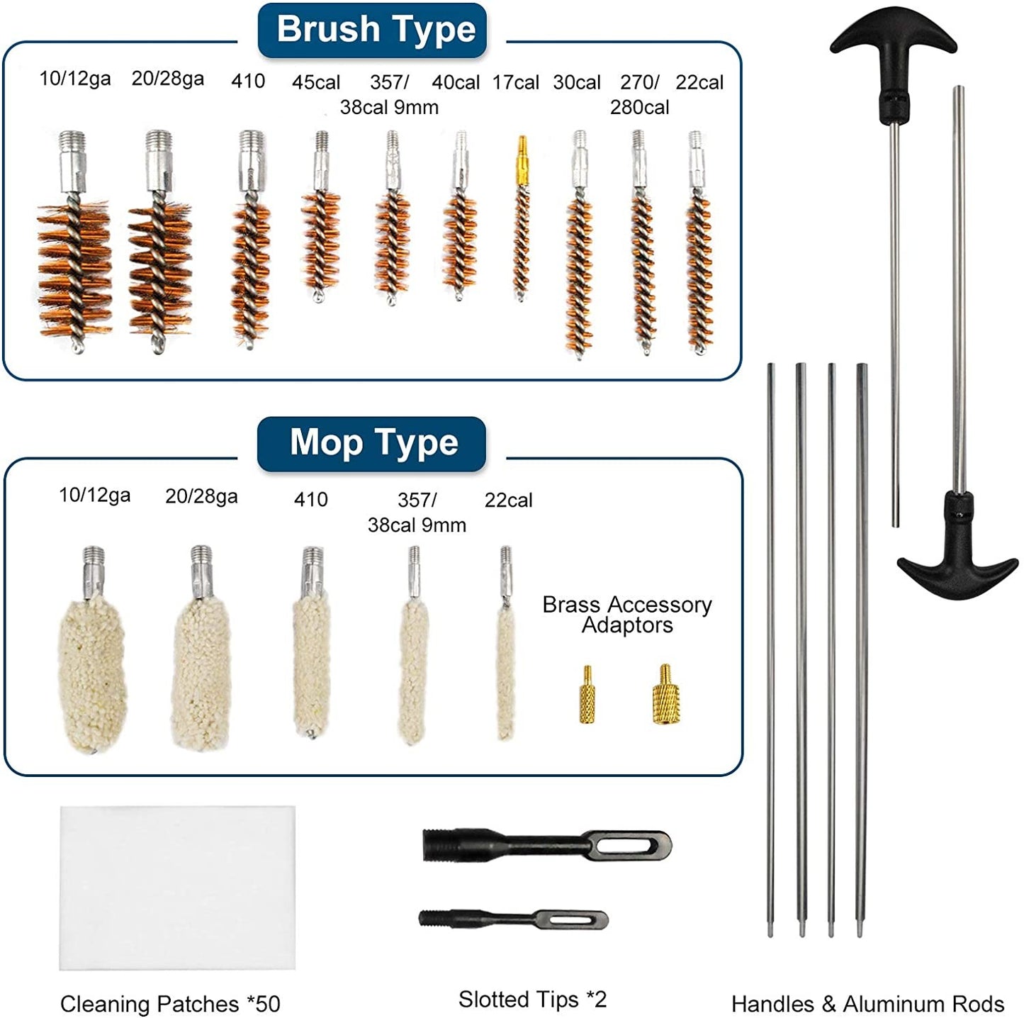 Universal Shotgun Cleaning Kit 12 gauge,  Rifle,  Handgun Cleaning kit Brushes with Case, 126 pcs Gun Cleaning Kits for all Guns, 9mm, AR15 Cleaning Tools